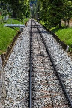 Cable car track on hill Stock Photos
