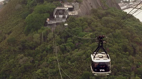 Cable Car Traffic at Sugar Loaf Mountain Stock Footage 64863202