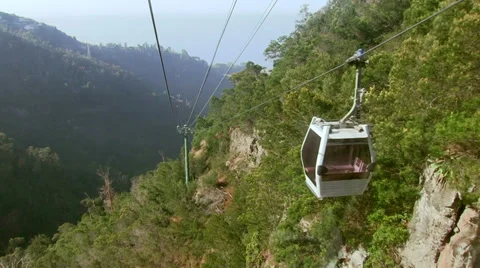 Cable car travelling from Monte to Botanic Garden Stock Footage 31863247