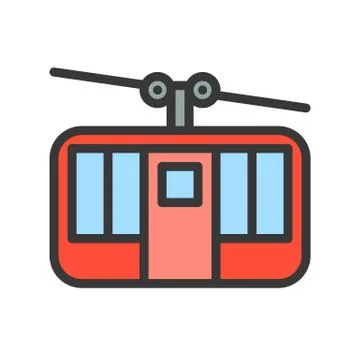 Cable car vector icon, filled outline style editable stroke Stock Illustration