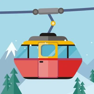 Cable Car Vector Illustration in Flat Design Illustrazione stock