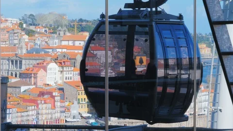 Cable car in Vila Nova de Gaia, district of Porto Stock Footage 89126593