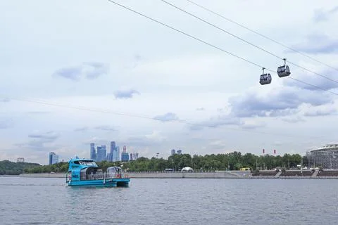 Cable car on Vorobyovy Gory.Panoramic view Stock Photos
