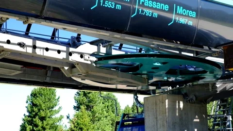 Cable Car wheel working on CERMIS, Dolomites ITALY Stock Footage 79567037