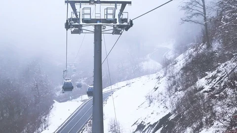 Cable car in winter Stock Footage 101018294