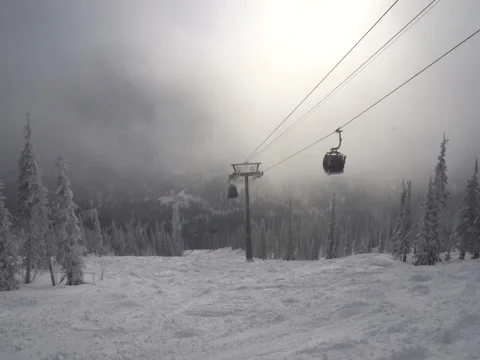Cable car on winter road Stock Footage 70925172