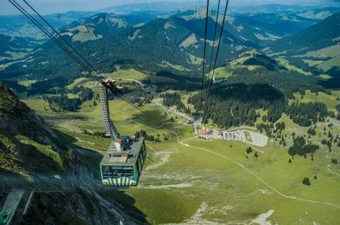 Cable car at work in Säntis Stock Photos