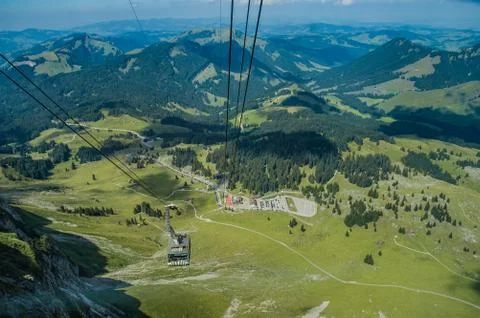 Cable car at work in Säntis Stock Photos