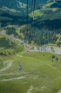 Cable car at work in Säntis Stock Photos
