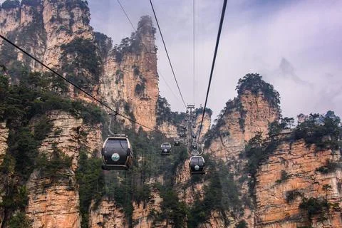 Cable car in Wulingyuan Stock Photos