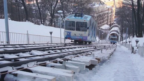 Cable cars going upside down Stock Footage 72167175