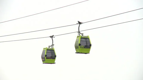 Cable cars over the river Ebro against a cloudy sky Stock Footage 38620141