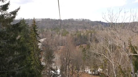 Cable cart forest point of view Stock Footage 95726331