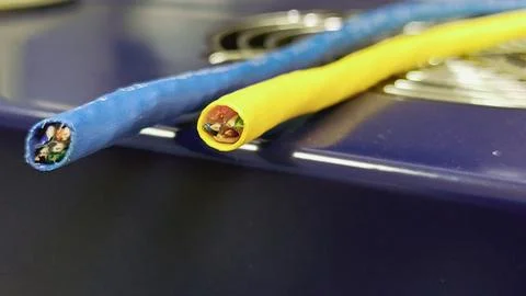 Cable Comparison: Exposed Wires Stock Photos