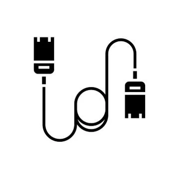 Cable computer - ethernet icon, vector illustration, black sign on isolated Illustrazione stock