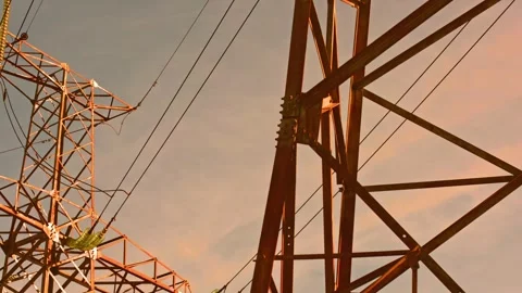 Cable Connection High Voltage Lines and Technology Stock Footage 254580441