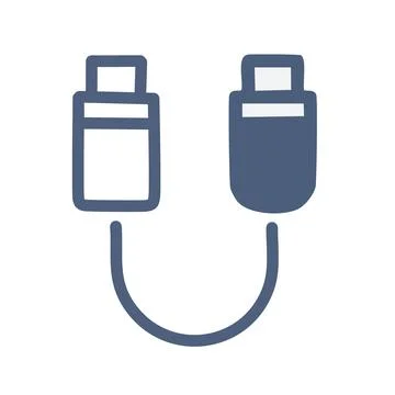 Cable connection. Illustration of two connectors linked by a cable. Represe.. Stock Illustration