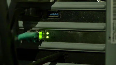 Cable Connections In A Server Room, Lights Flickering, Internet Connections, IT Stock Footage 65571815
