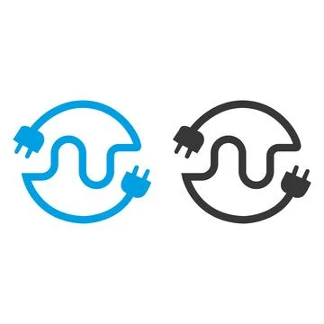 Cable Connector Vector Icon Pro Vector Electric plugs with cable icon linear des Stock Illustration