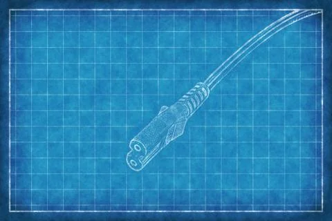 Cable with connectors - Blue Print Stock Illustration