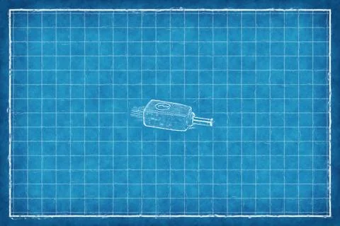 Cable with connectors - Blue Print Stock Illustration
