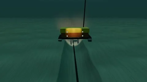 Cable corridor ahead of a subsea jetting vehicle wide shot loop Stock-Footage 345052302