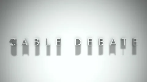 Cable debate 3D title animation white text on a white background Stock Footage 298894066