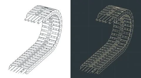 Cable drag chain isometric drawings 스톡 일러스트