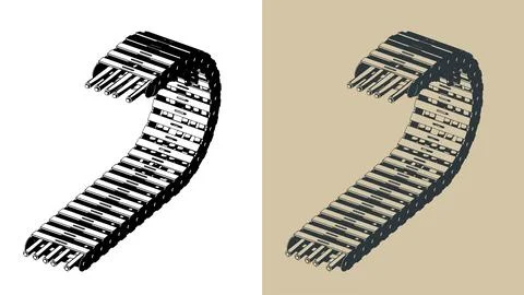 Cable drag chain isometric illustrations 스톡 일러스트