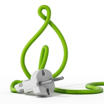 Cable of electric plug forming a leaf shape. 3D illustration Stock Illustration