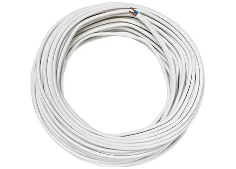 Cable electrical power wire copper isolated on a white. Stock Photos