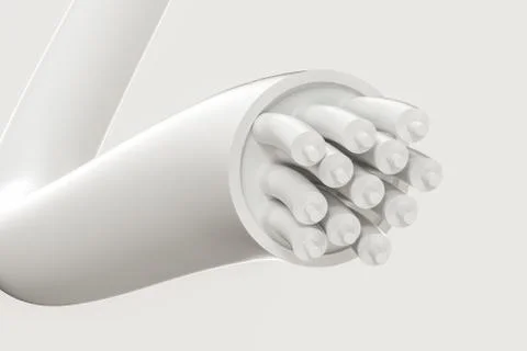 Cable with extended core, electronic connection product, 3d rendering. Stock Illustration