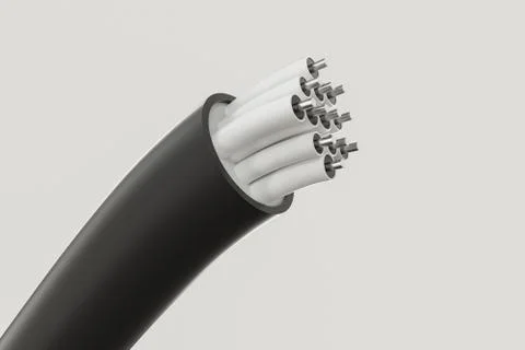 Cable with extended core, electronic connection product, 3d rendering. Stock Illustration