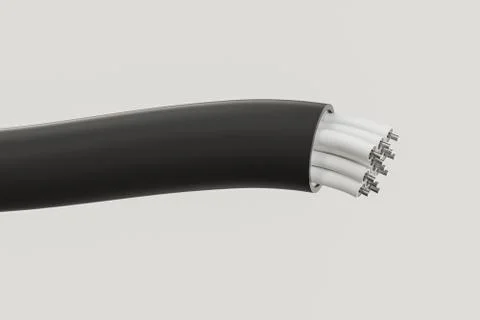 Cable with extended core, electronic connection product, 3d rendering. Illustrazione stock