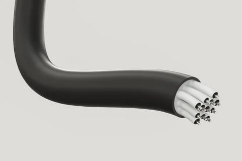 Cable with extended core, electronic connection product, 3d rendering. Illustrazione stock