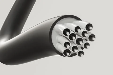 Cable with extended core, electronic connection product, 3d rendering. Illustrazione stock