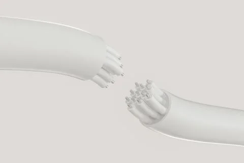 Cable with extended core, electronic connection product, 3d rendering. Illustrazione stock