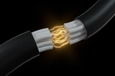 Cable with extended core, electronic connection product, with lightning effec Stock Illustration