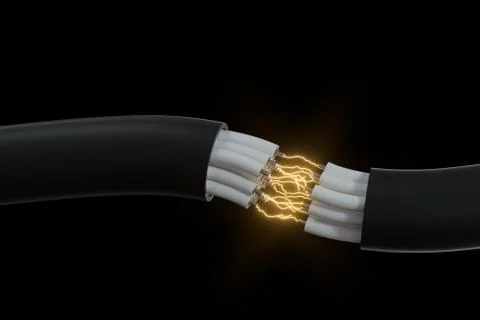 Cable with extended core, electronic connection product, with lightning effec Stock Illustration