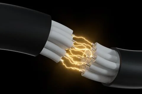 Cable with extended core, electronic connection product, with lightning effec Stock Illustration