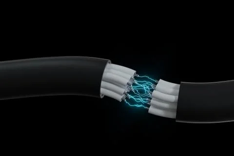 Cable with extended core, electronic connection product, with lightning effec Stock Illustration