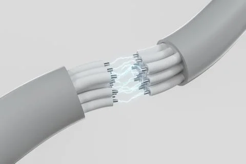 Cable with extended core, electronic connection product, with lightning effec Stock Illustration