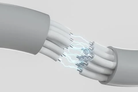 Cable with extended core, electronic connection product, with lightning effec Stock Illustration