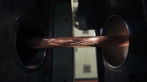 Cable Factory. Copper cable production process in a modern factory. Cable Video stock 204897333