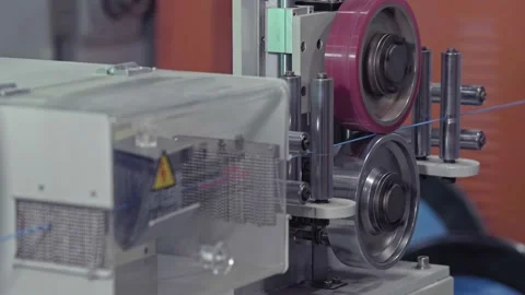 Cable factory. Metal, optical, copper, power wires are wound on huge coils Stock Footage 141306258