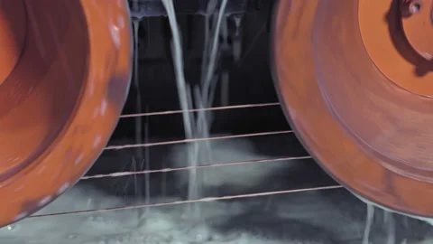 Cable factory. Winding of the electrical cable to the bobbin in the production Stock Footage 137797805