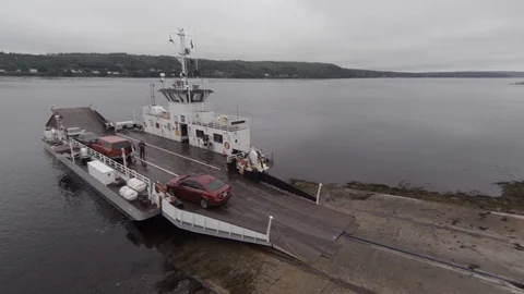 Cable Ferry Docked and Loading Up With Cars Stock Footage 91260698