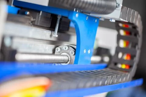 Cable guides of the cnc machine in black Stock Photos