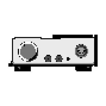 Cable headphone amp game pixel art vector illustration Stock Illustration