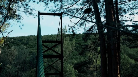 A cable that holds a pedestrian bridge Stock Footage 109093964